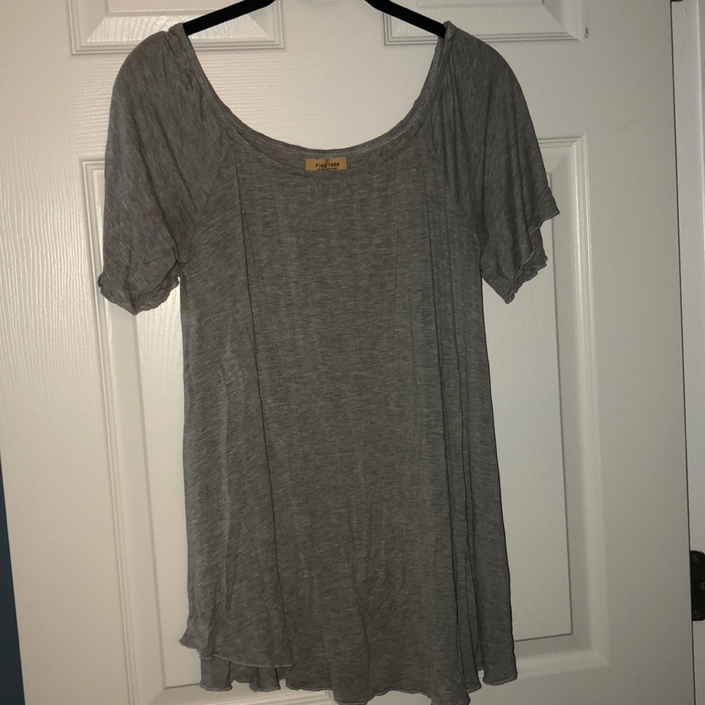 Gray off the shoulder shirt